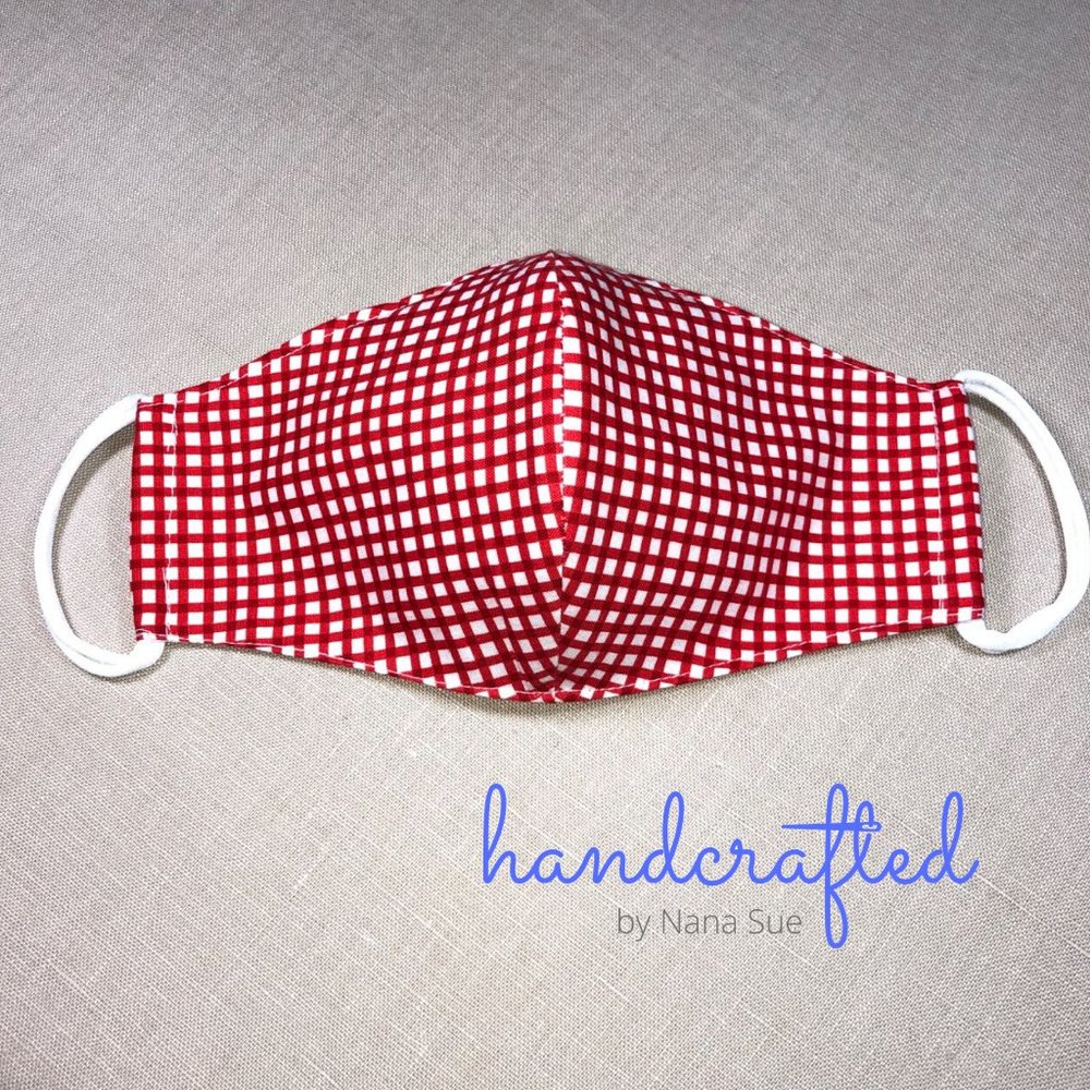 3 only available RED CHECK Fabric Mask